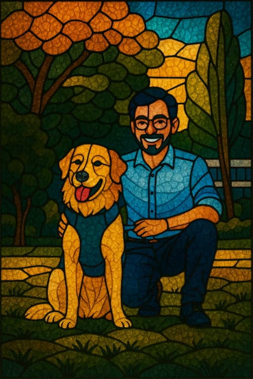 Stained glass window style portrait