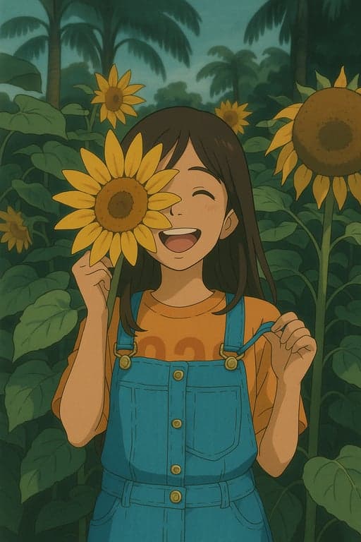 Ghibli style couple selfie