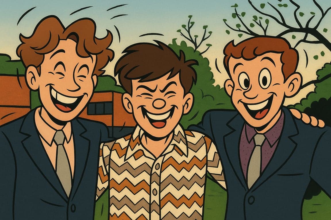 Cartoon portrait with blue sky