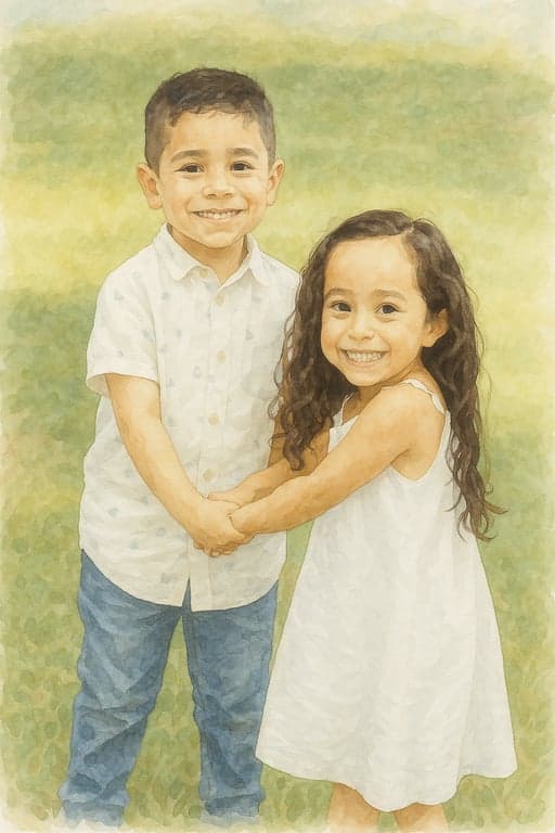 Children in watercolor style