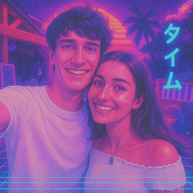 Neon sunset style portrait
